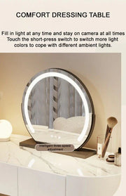 Vanity Table Set with LED Mirror, Storage Drawers, and Chair-GCC Home Center